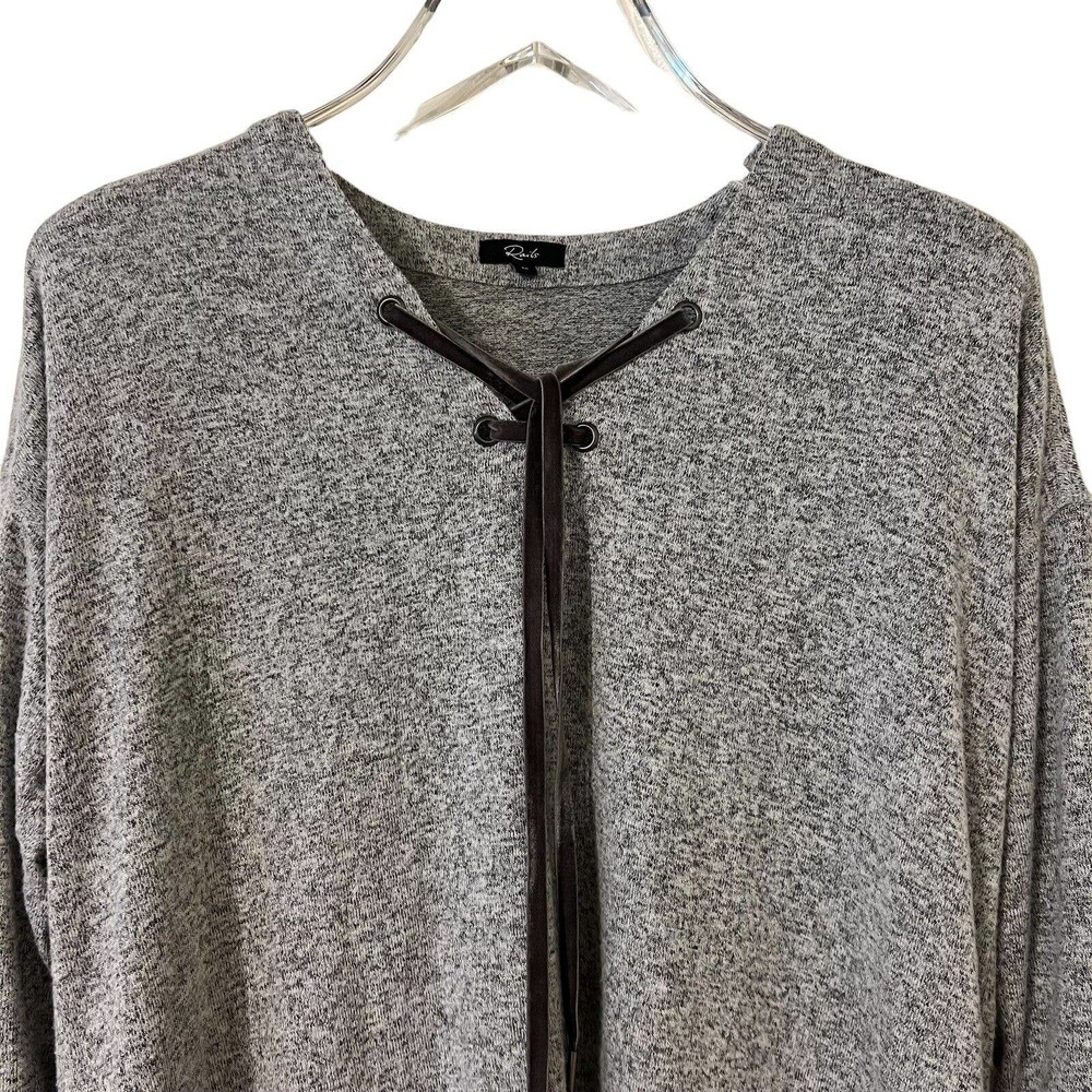 Rails Women's Leigh Melange Gray Lightweight Lace-Up Tie Pullover Sweater - M - Picture 2 of 5